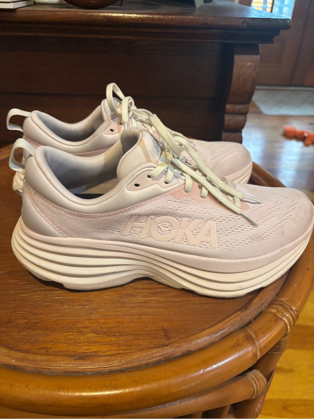 Hoka One One Women's Pale Pink Cushioned Running Shoes